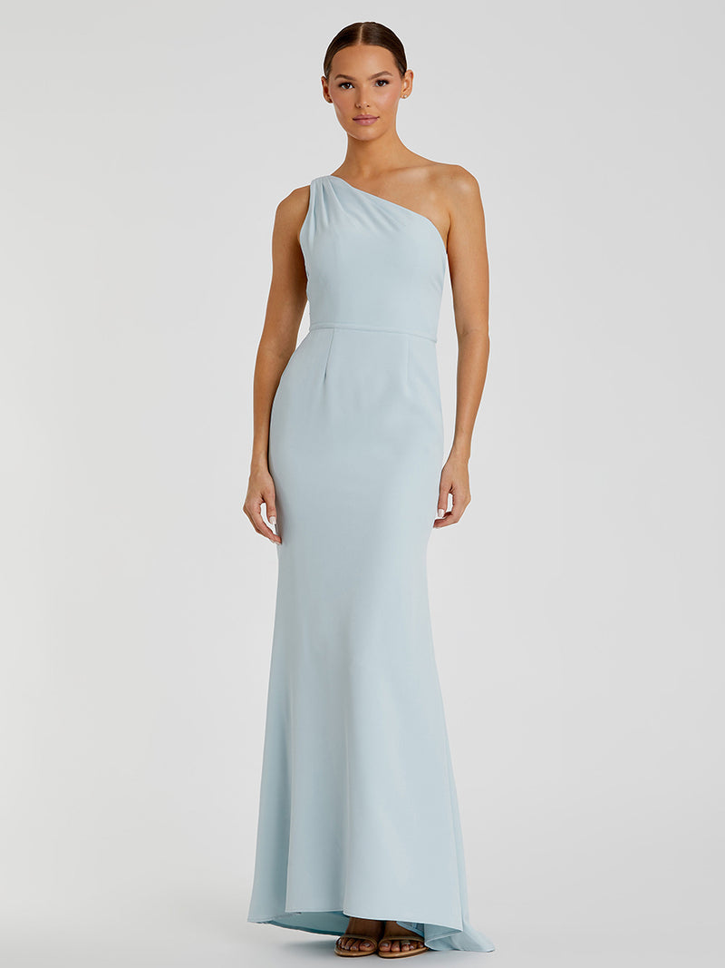 One Shoulder Jersey Mermaid Gown