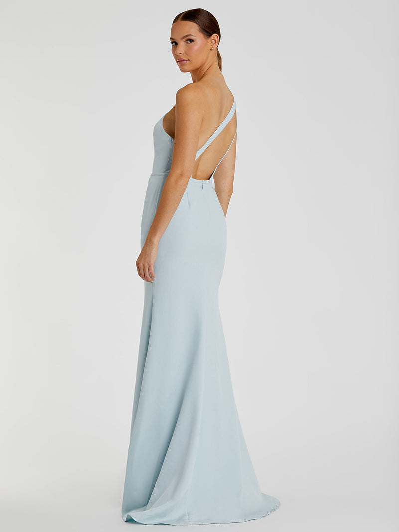 One Shoulder Jersey Mermaid Gown