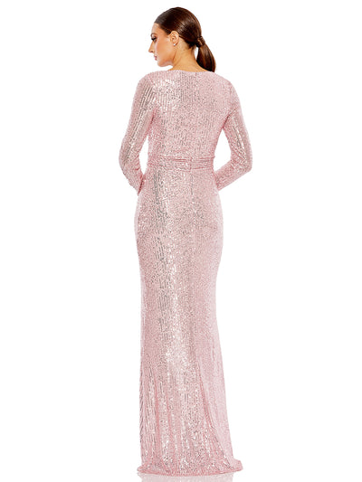 Sequined Long Sleeve Gown