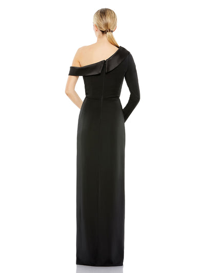 Black Long Sleeve Drop Shoulder Evening Gown
