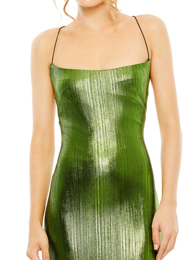 Metallic Corset Back Column Gown