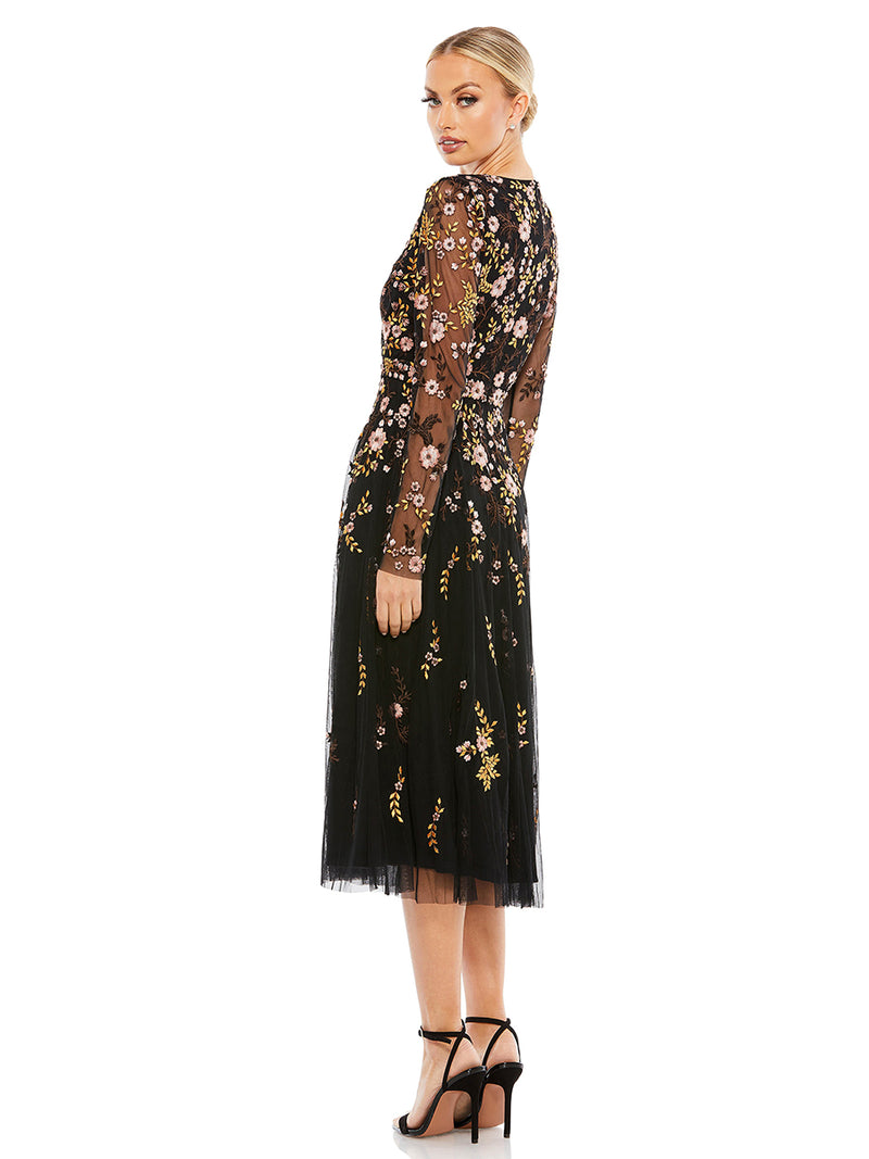 Floral Embroidered A-line Cocktail Dress