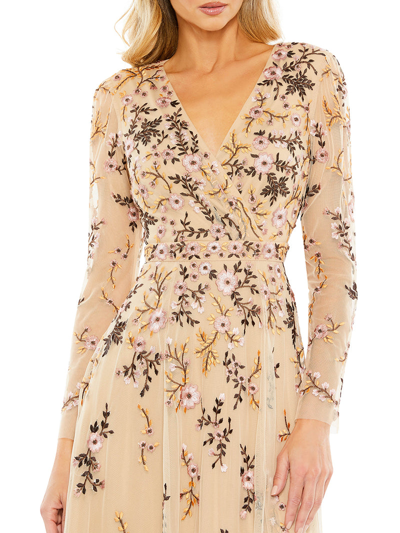 Floral Embroidered A-line Cocktail Dress