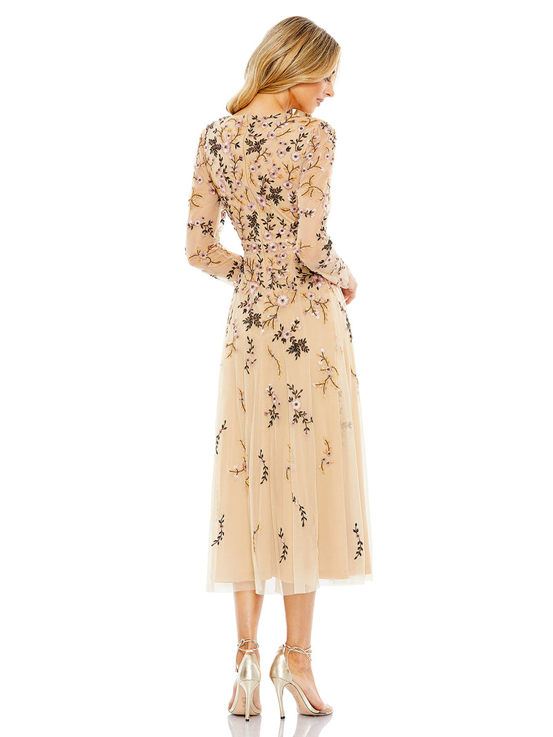 Floral Embroidered A-line Cocktail Dress