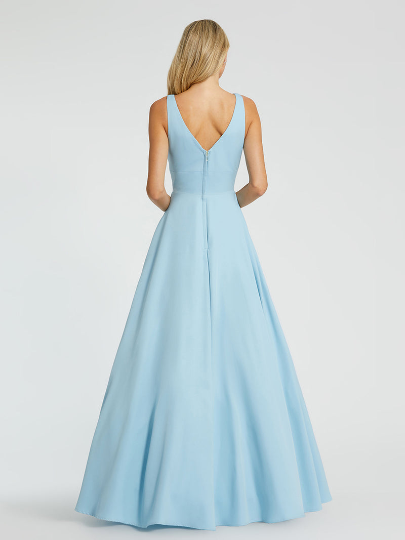 Blue Classic Sleeveless A-Line Ballgown with Pockets
