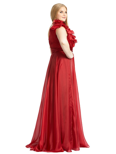 One-shoulder Ruffle Evening Gown (plus)