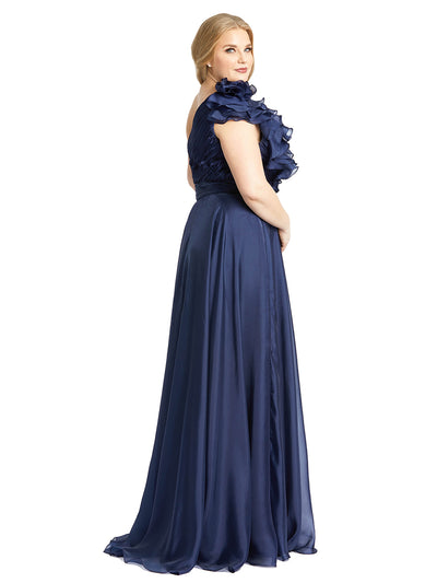 One-shoulder Ruffle Evening Gown (plus)