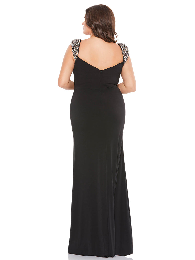 Side Twist Beaded Strap Sweetheart Gown (plus)