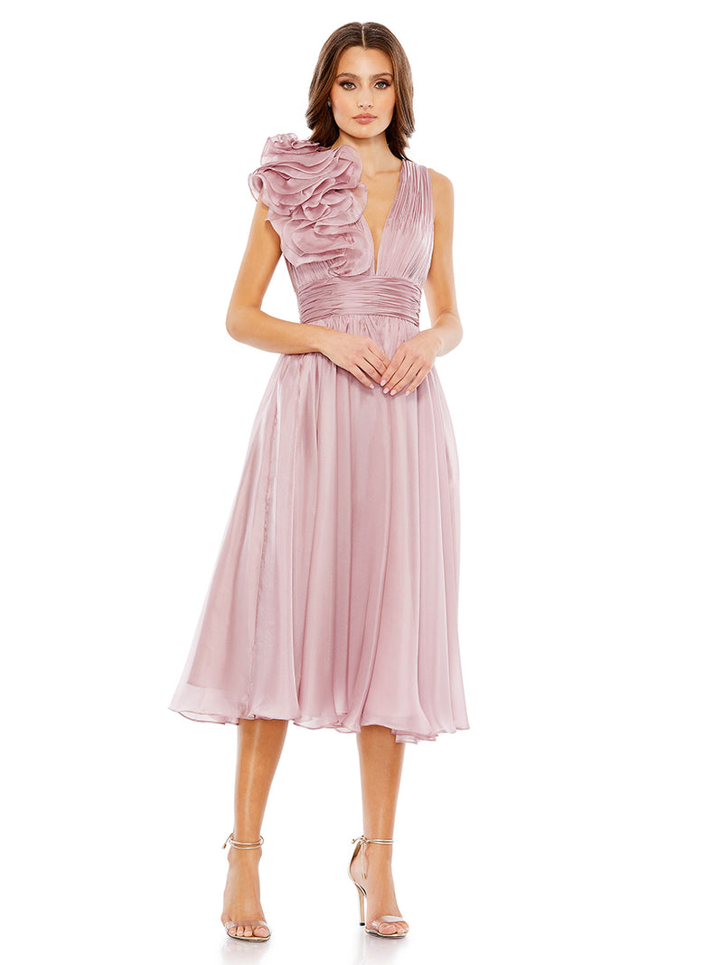 Sleeveless Chiffon A-line Tea Length Cocktail Dress