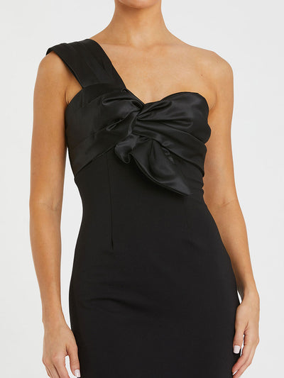 One Shoulder Draped Trumpet Gown