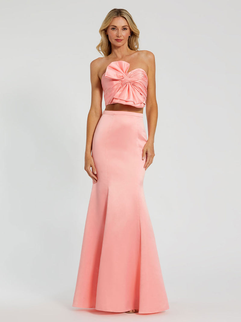 Strapless Bow Top and Mermaid Skirt 2 Piece Set