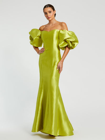 Sweetheart Off The Shoulder Puff Sleeve Gown