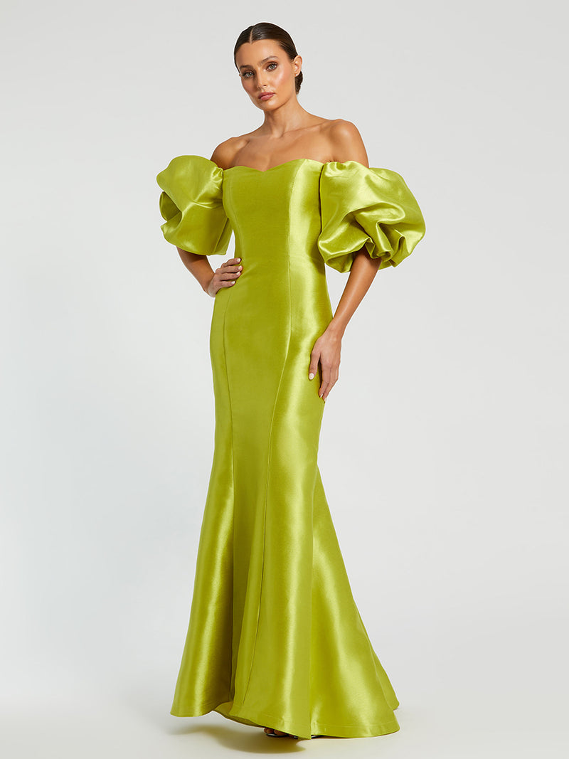Sweetheart Off The Shoulder Puff Sleeve Gown