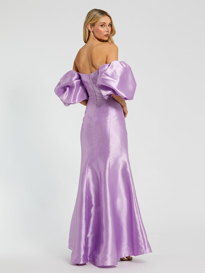 Sweetheart Off The Shoulder Puff Sleeve Gown