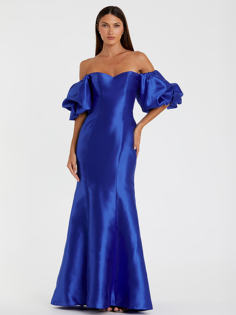 Sweetheart Off The Shoulder Puff Sleeve Gown