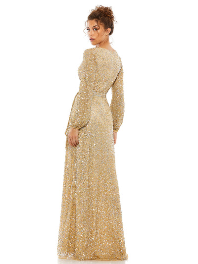 Multi-colored Sequin Long Sleeve Gown