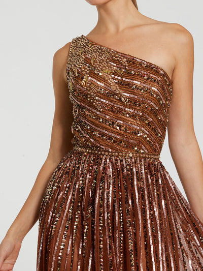 Embellished One Shoulder A-line Gown