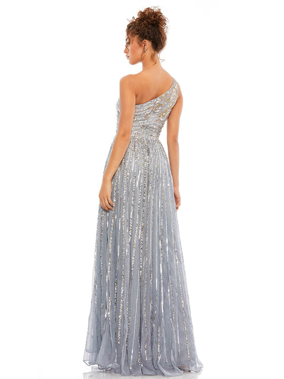 Embellished One Shoulder A-line Gown