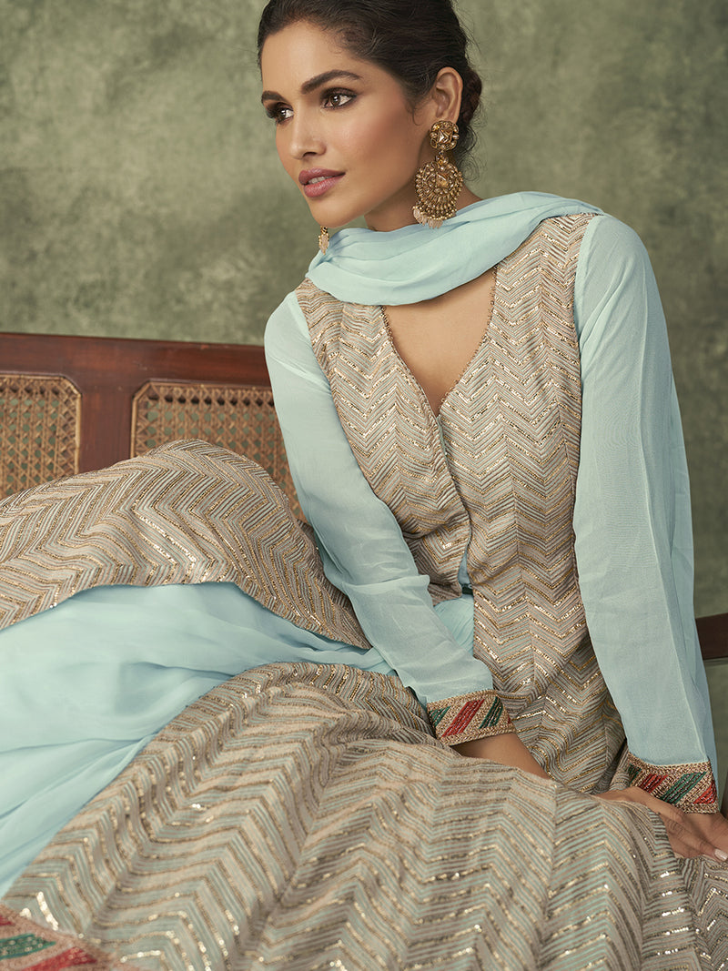 Priya Light Blue Designer Georgette Salwar Suit