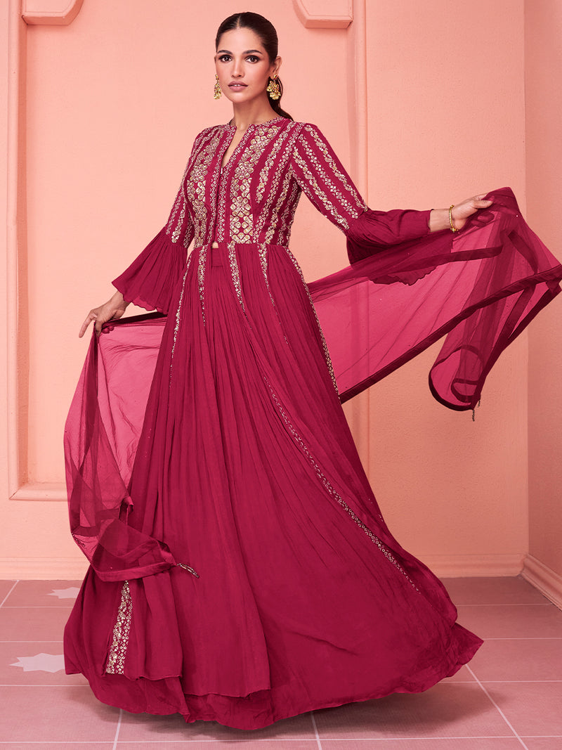 Elegant Pink Designer Goergette Salwar Suit