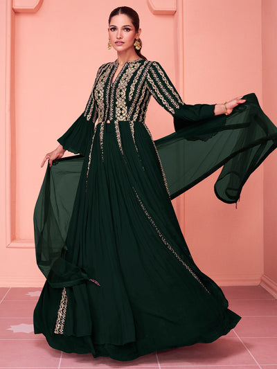 Sacramento Green Designer Goergette Salwar Suit