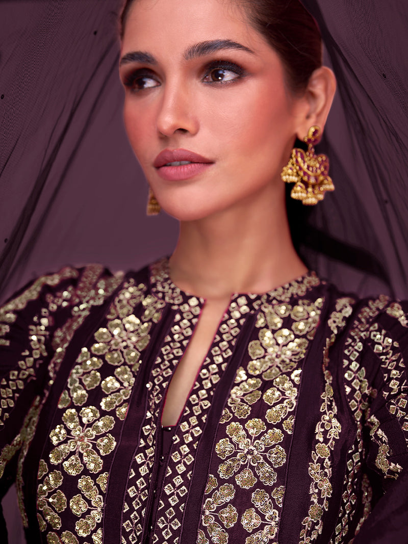 Purple Designer Goergette Salwar Suit
