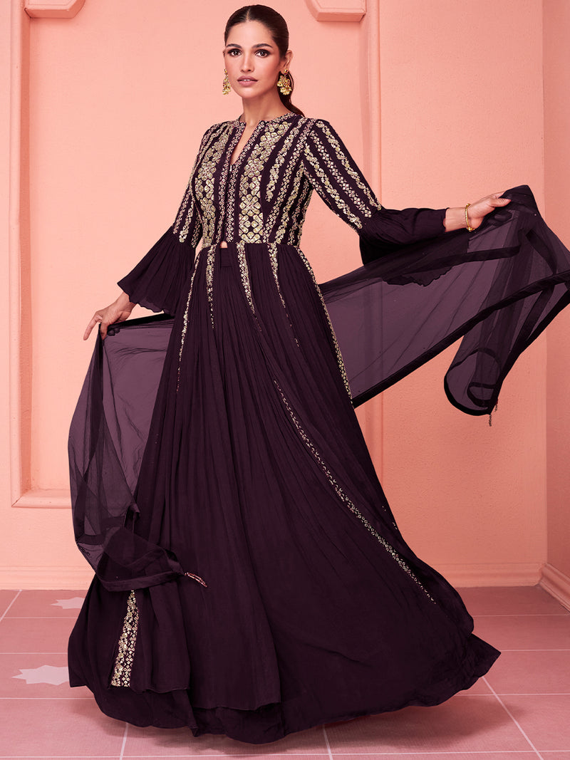Purple Designer Goergette Salwar Suit