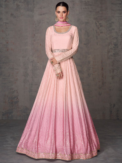 Cavern Pink Designer Georgette Salwar Kameez