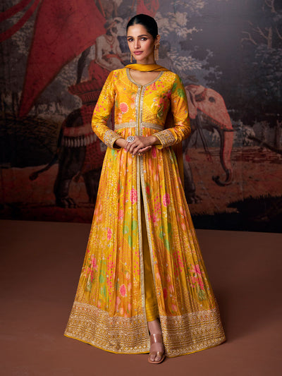 Mustard Yellow Designer Georgette Salwar Suit