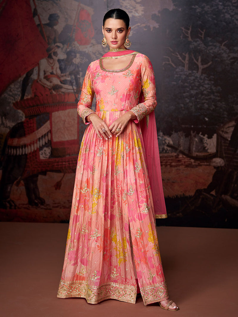 Sea Pink Designer Georgette Salwar Suit
