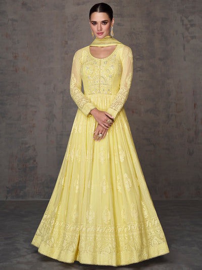 Golden Yellow Designer Georgette Gown