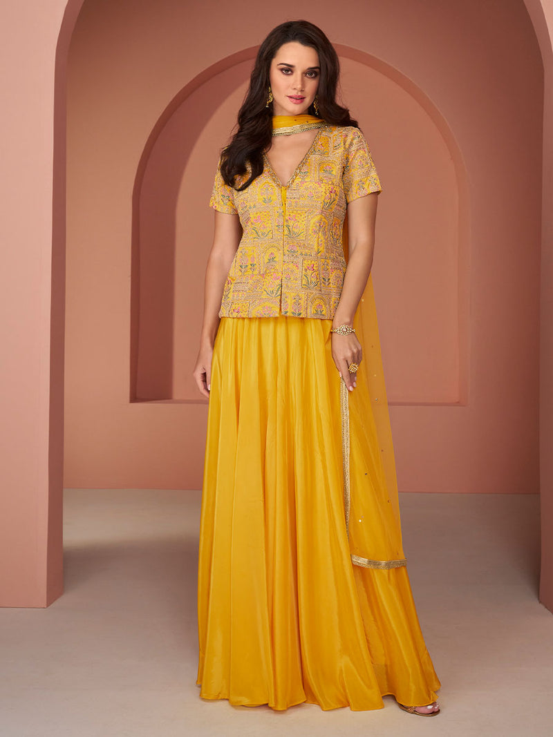 Yellow Designer Georgette Gown