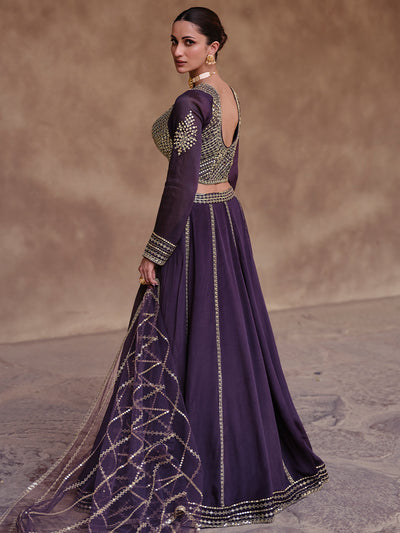 Purple Designer Chinon Silk Lehenga Choli