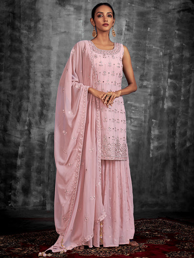 Pink Designer Georgette Salwaar Kameez