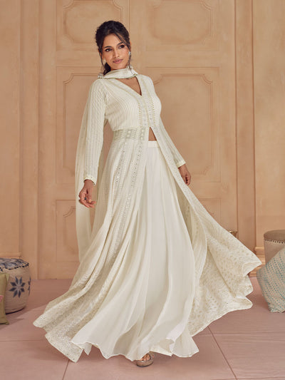 Pearl White Designer Georgette Gown