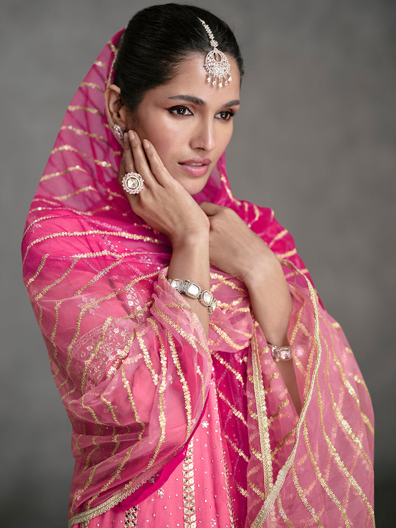 Ombre Pink Designer Georgette Salwar Suit