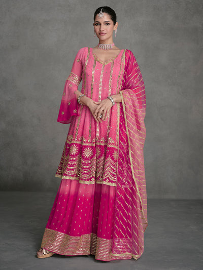 Ombre Pink Designer Georgette Salwar Suit