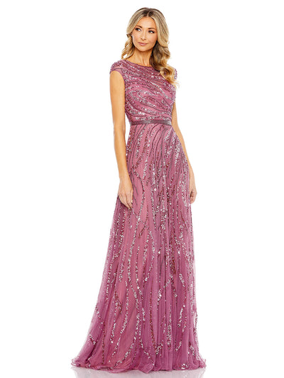 Cap Sleeve Embellished Evening Gown