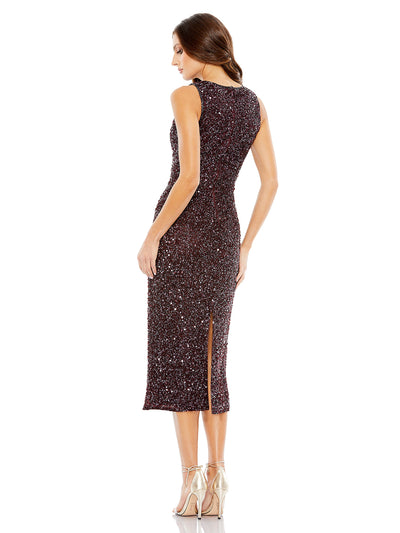 Sleeveless Sequined Midi Sheath Dress