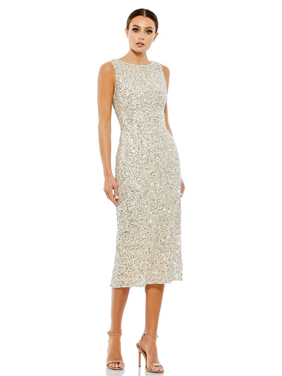 Sleeveless Sequined Midi Sheath Dress