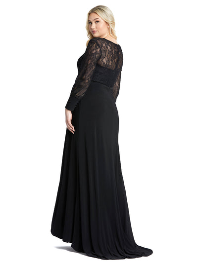 Sequin Lace Black Evening Gown