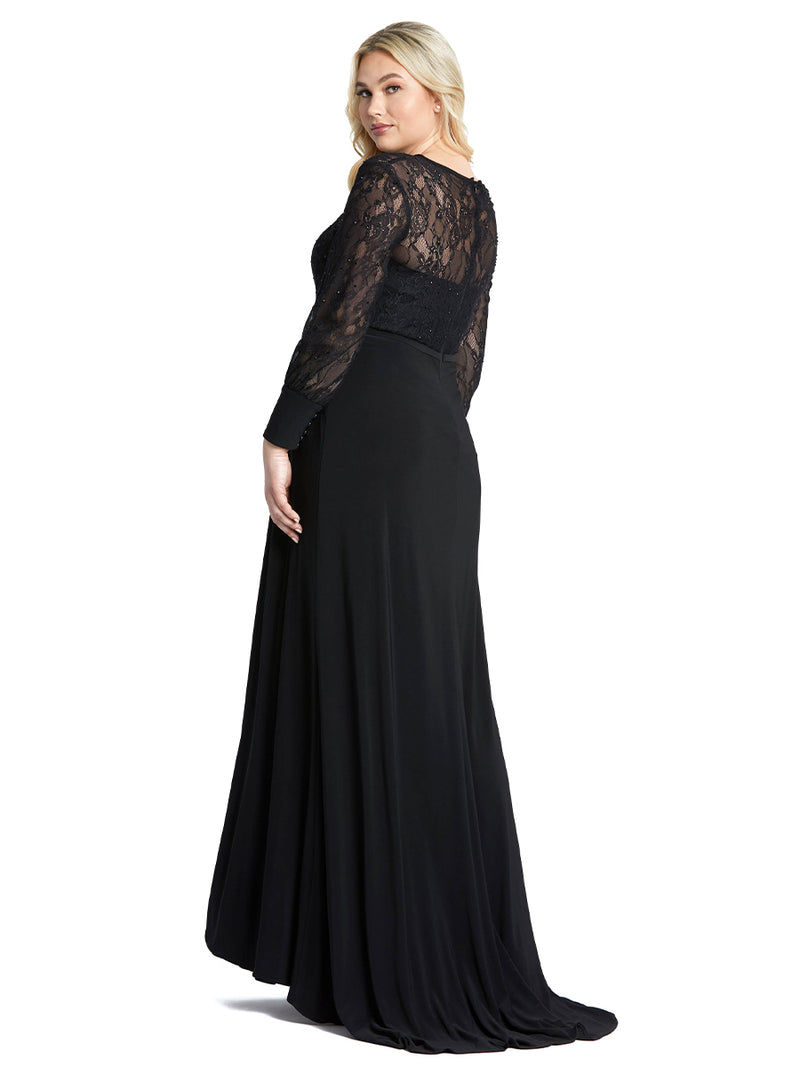 Sequin Lace Black Evening Gown