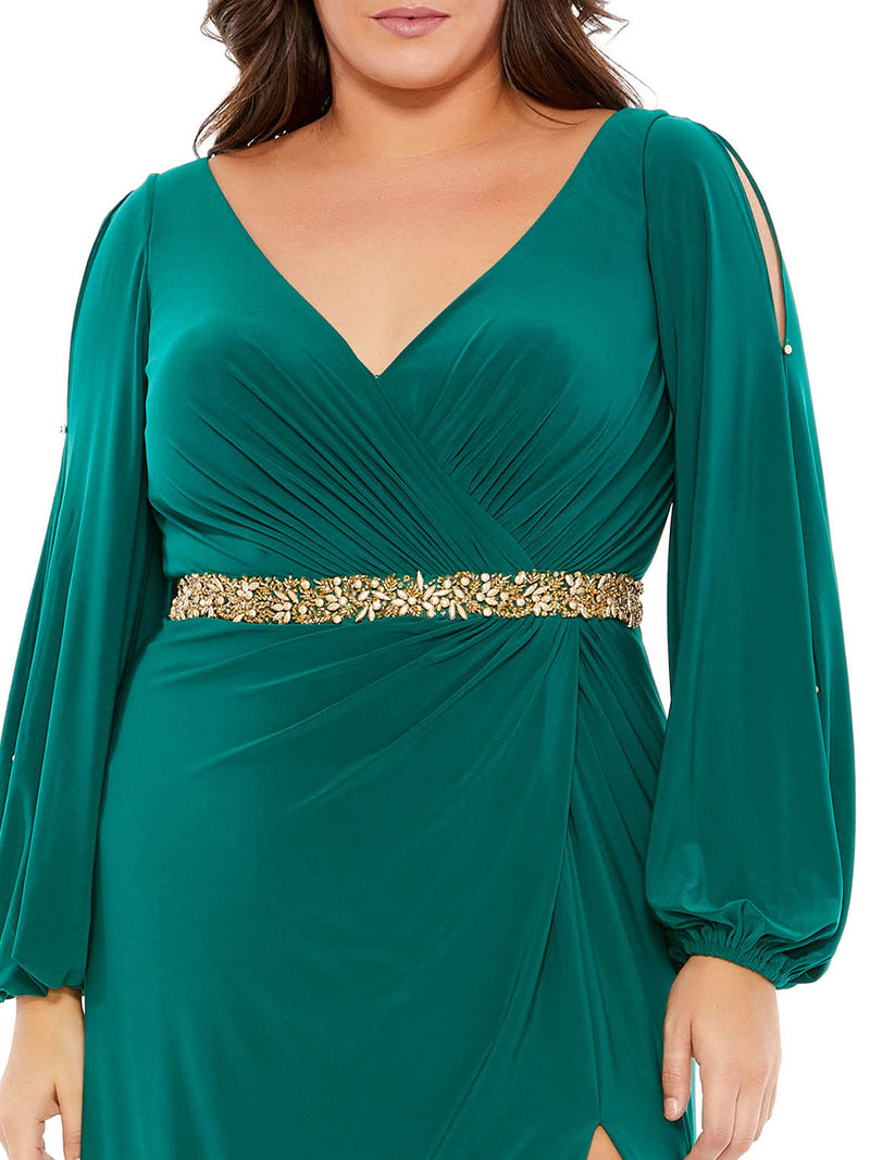 Split Sleeve Surplice Gown (Plus)