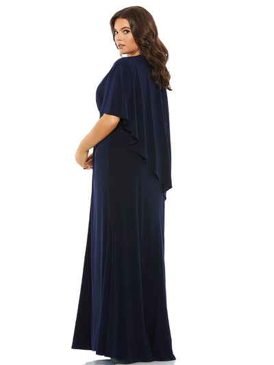 Jersey Cape Sleeve A Line Gown (plus)