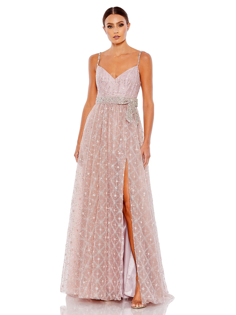 Pink Rhinestone Embellished Sweetheart Neckline Gown