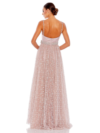 Pink Rhinestone Embellished Sweetheart Neckline Gown