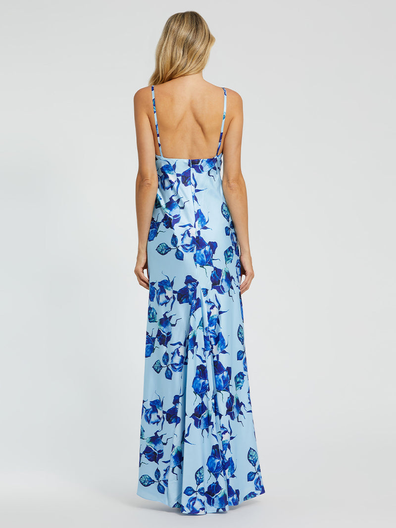 Blue Floral Print Cami Slip Dress
