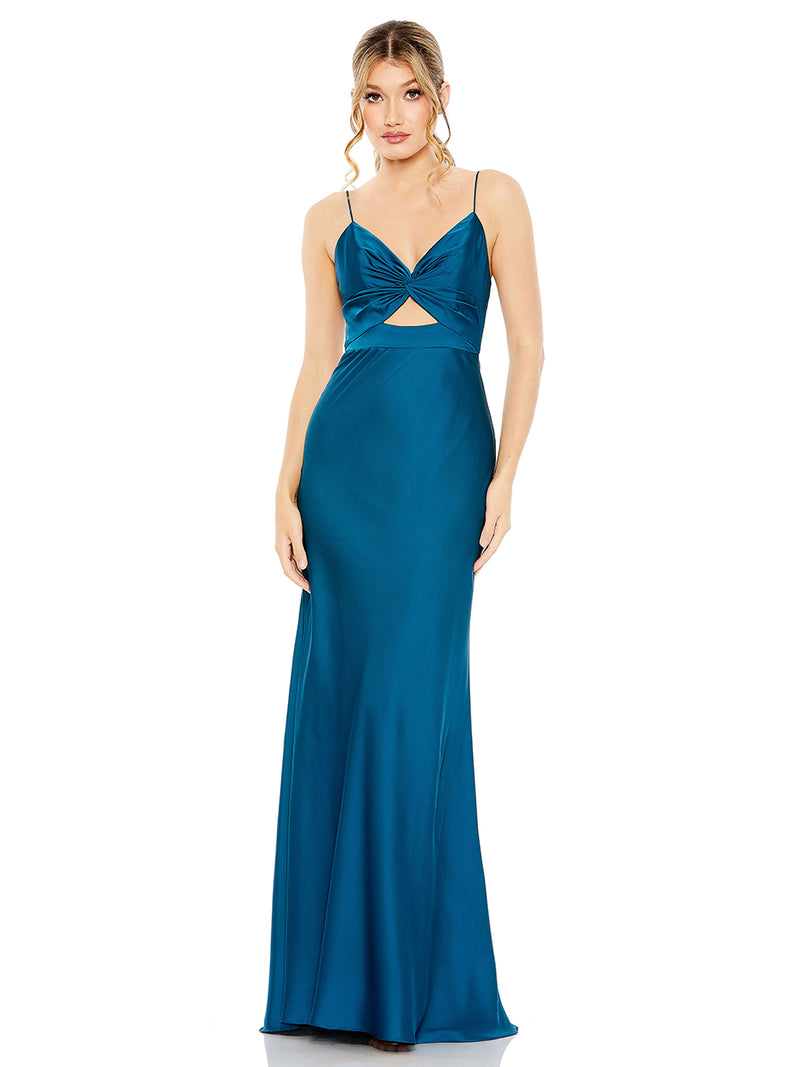 Blue Tie Front with Keyhole Detail Gown