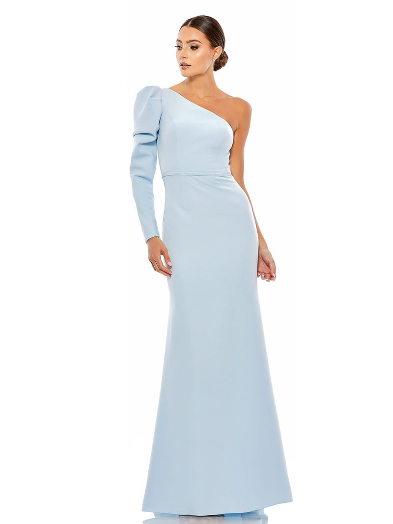 One Shoulder Puff Sleeve Gown