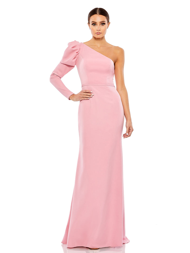 One Shoulder Puff Sleeve Gown